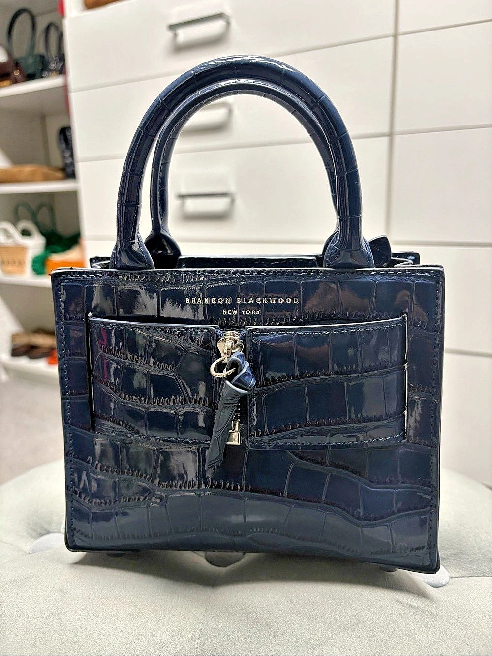 Brandon Blackwood Crocodile-Embossed Kuei Bag